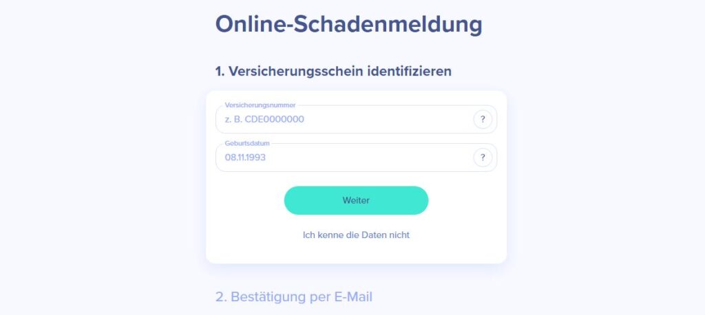 Online-Schadensmeldung